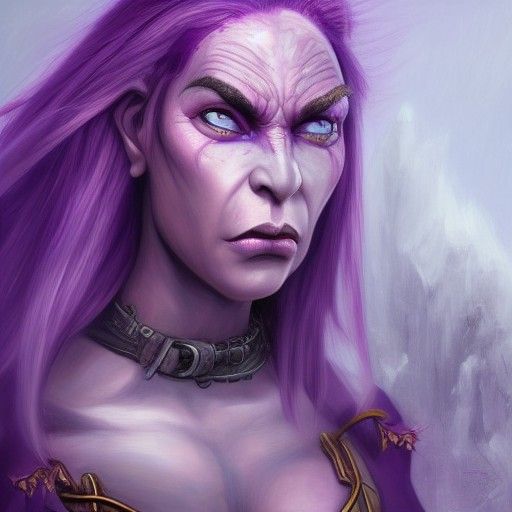 Beautiful Orc Mage in Detailed Oil Painting