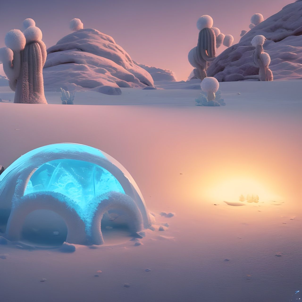 Icy Igloo in Desert Landscape: Concept Art