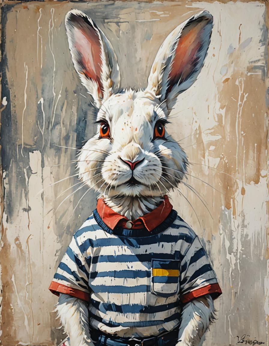 Breton Rabbit in French Expressionist Style