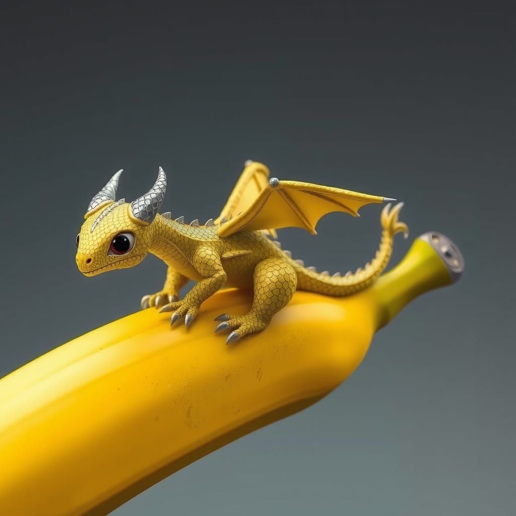 Dragon-Banana Fusion: Hyperrealistic Digital Art