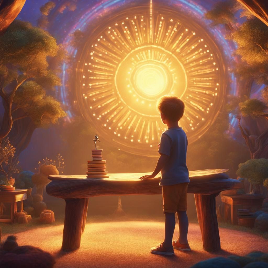 Child Recites Poem in Sunshine Rays: 3ds Max Render