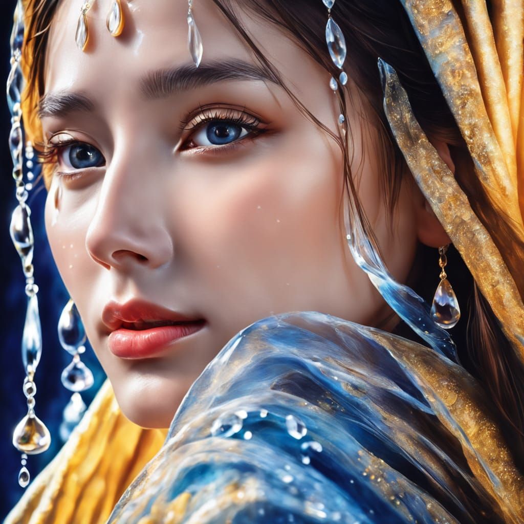 Crying Girl Portrait in Hyperrealistic Oil Painting Style