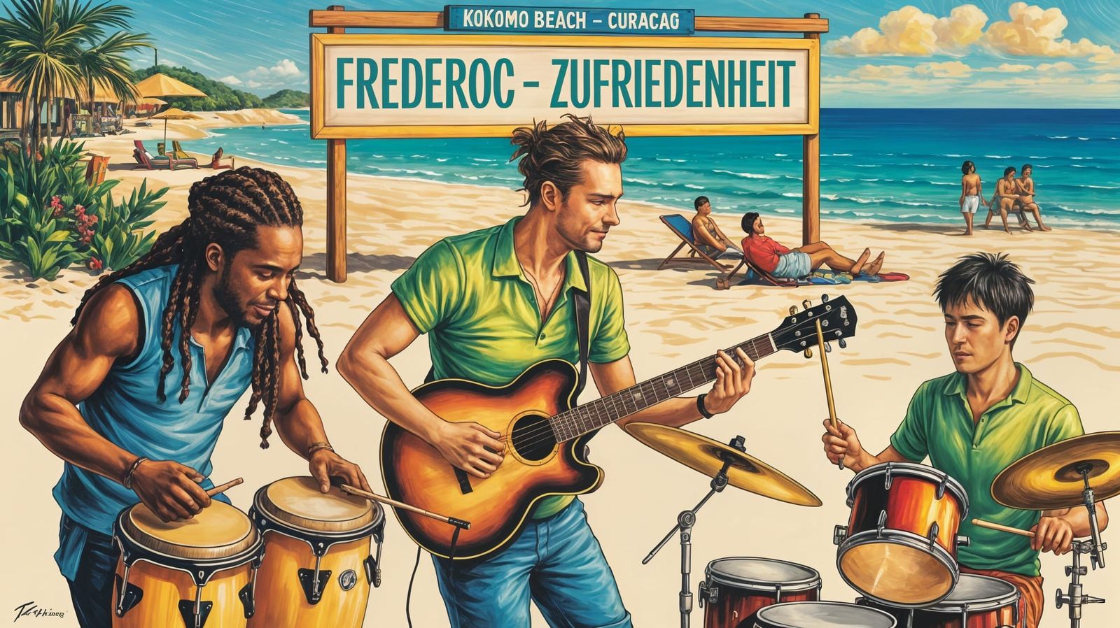 Scriptol Painting of Musicians at Kokomo Beach