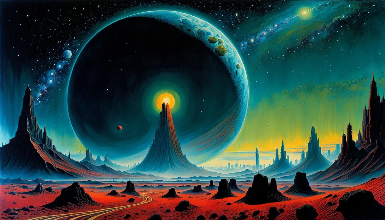 Cosmic Wonders in a Futuristic Art Style