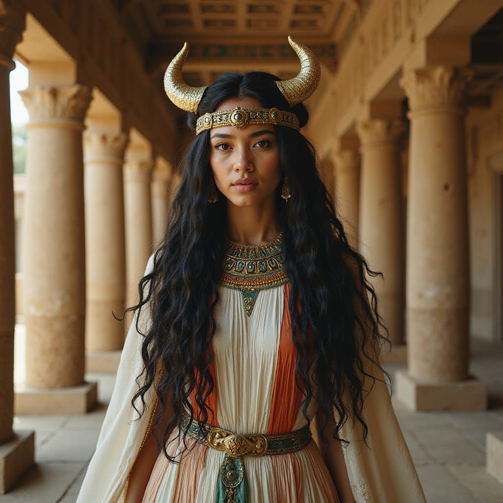 Egyptian Goddess Sekhat-Hor in Temple of Horus