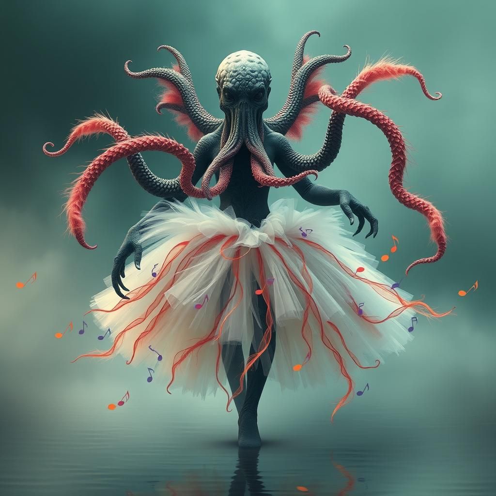 Cthulhu Dances in Watercolor Tutu: Surreal Dark Art