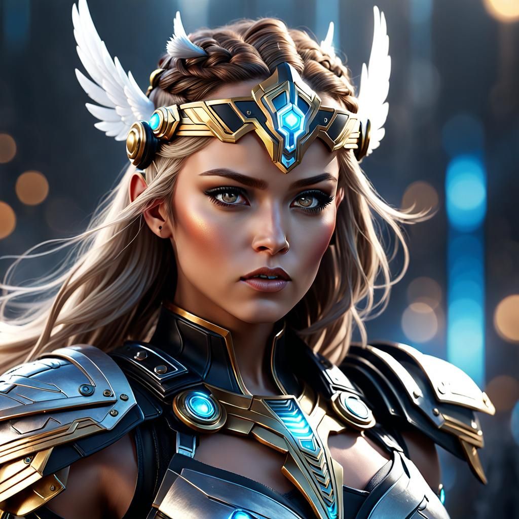Female AI Valkyrie: Biopunk Concept Art
