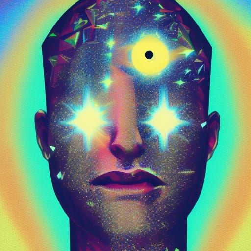 Surreal Cosmic Landscape with Gold Sun