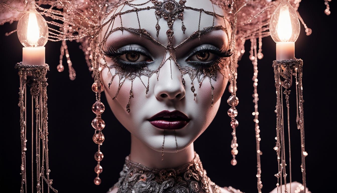 Gothic Surrealism: Marionette Showgirl in Moody Lighting