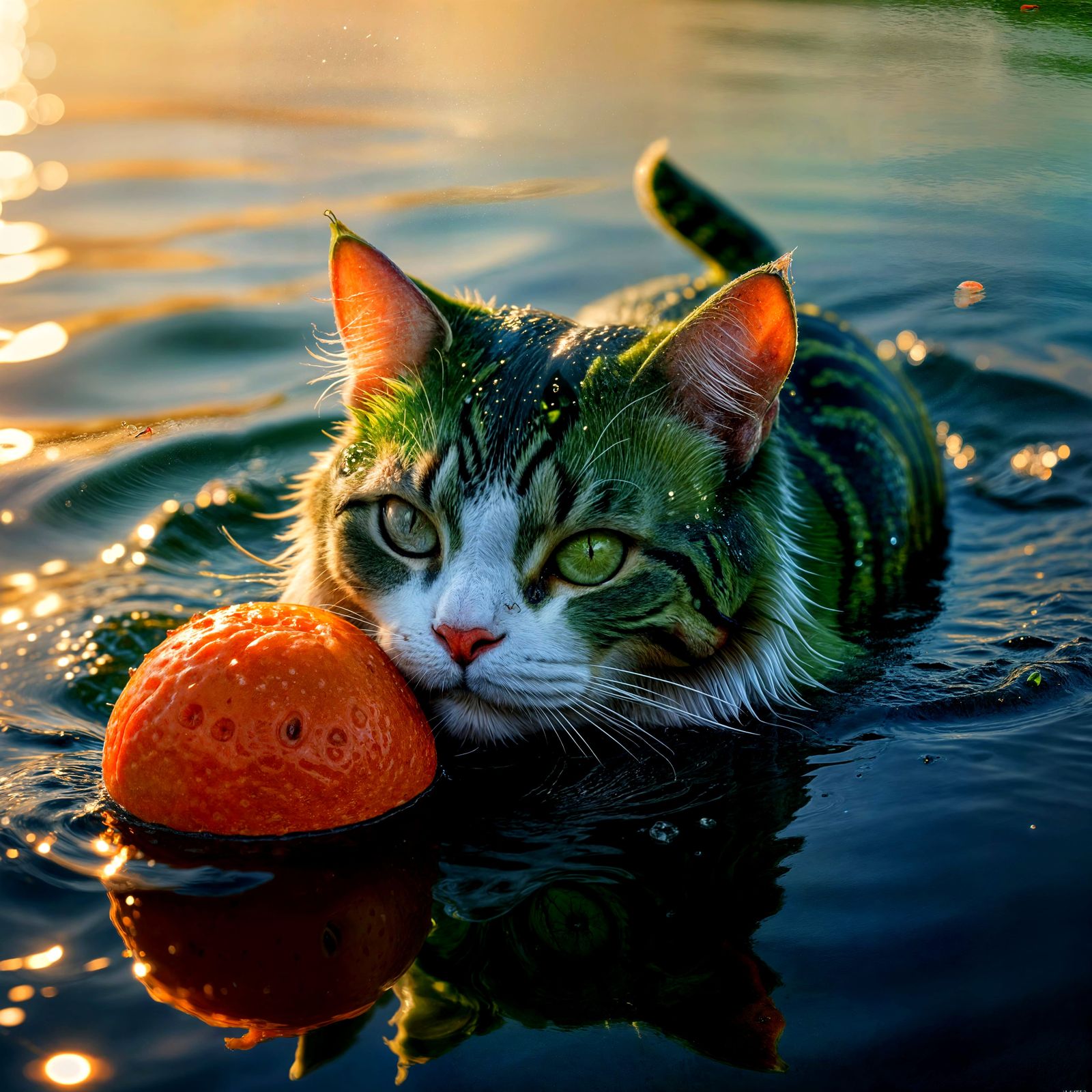 Green Catermelon in Serene Ocean Sunset