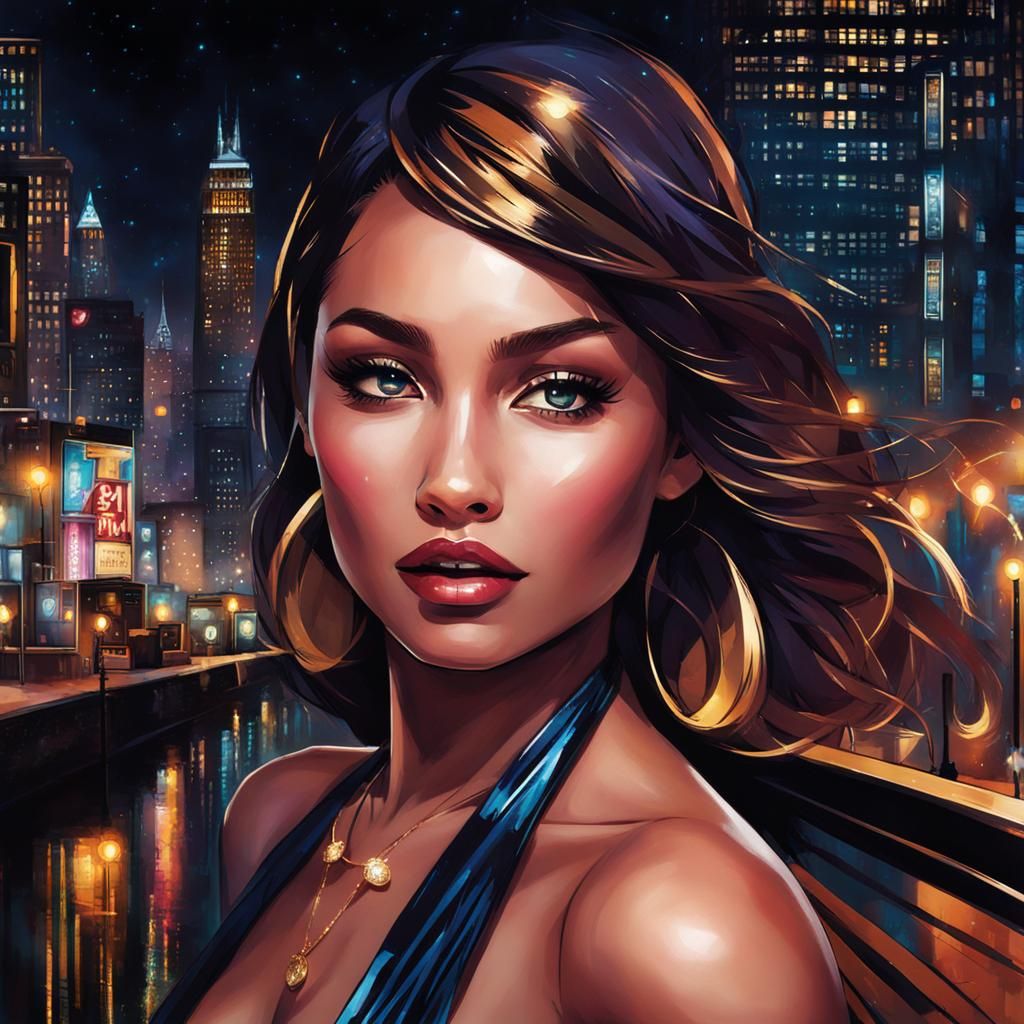 Radiant Midnight Skin in City Lights