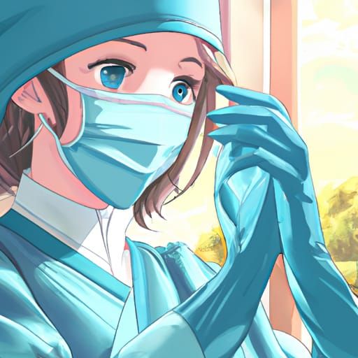 Surgical Nurse Illustration in Studio Ghibli Style