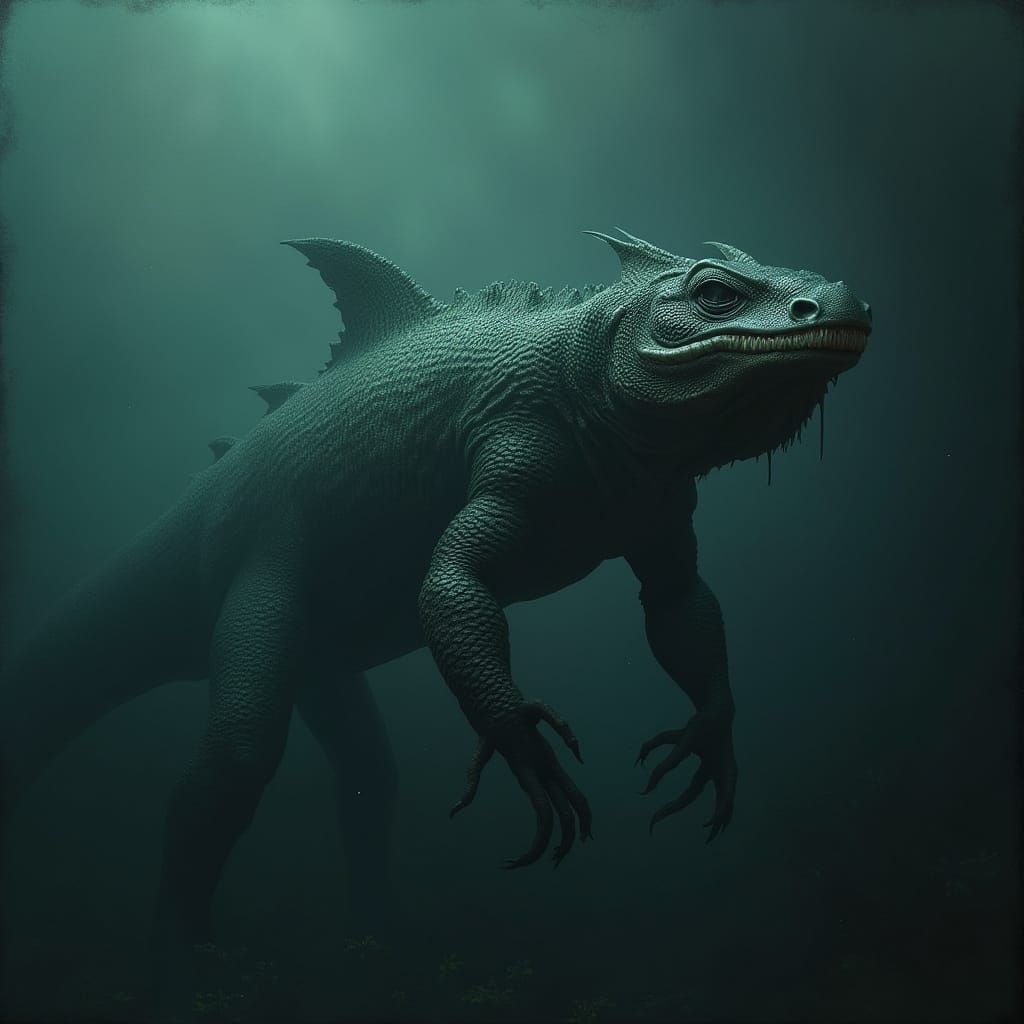 Monstrous Hybrid of Komodo Dragon and Shark Emerge from Dark...
