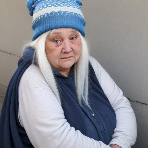 Homeless Woman in Her Eighties with Blue Eyes