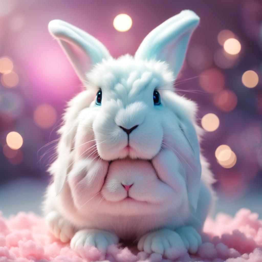 Hyperrealistic Cotton Candy Bunny in 4K