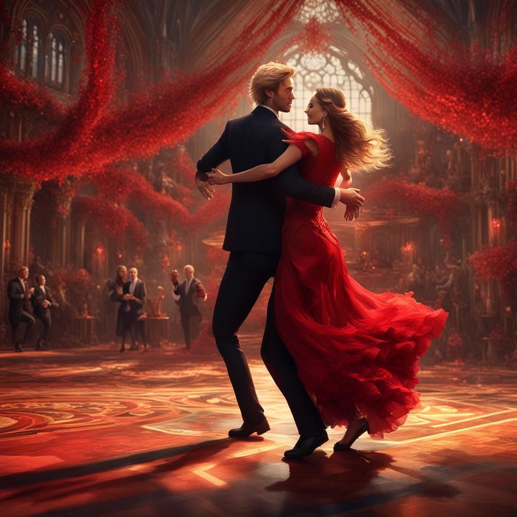 Dancing Couple in Detailed Fantasy Painting