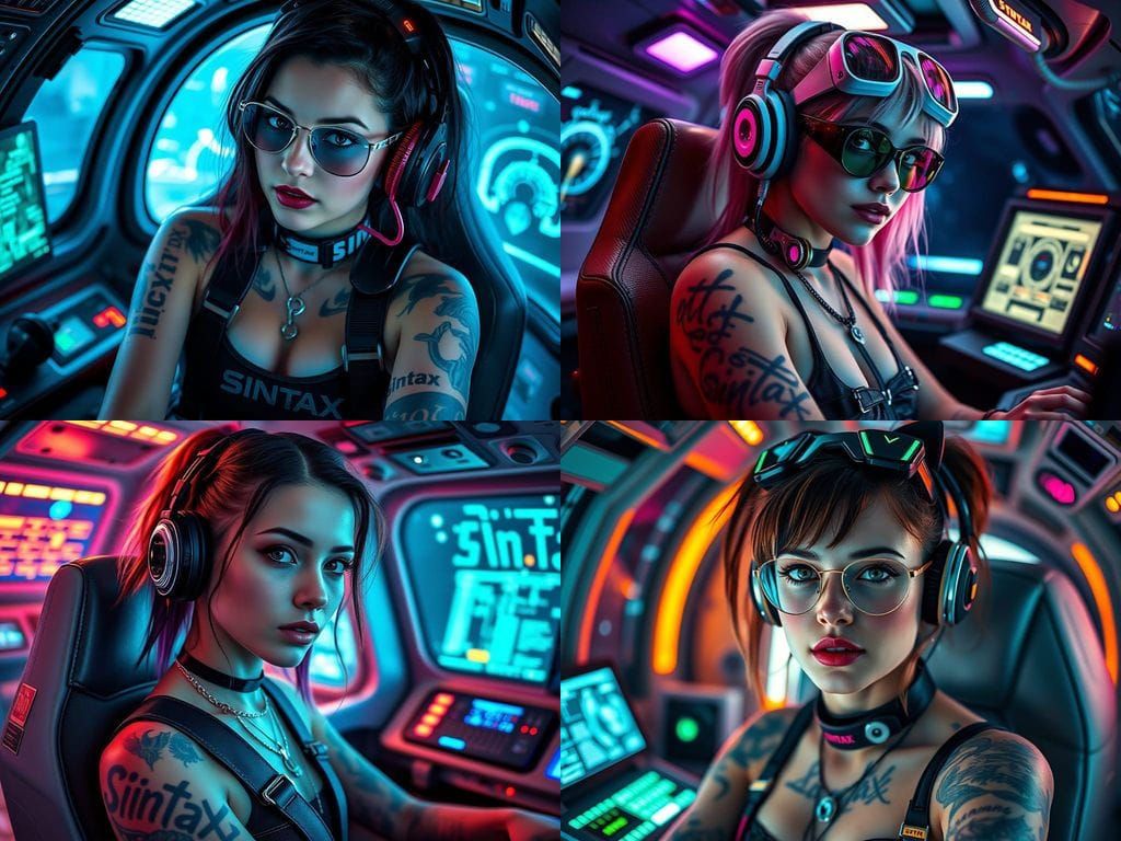 Cyberpunk Goddess in Epic Spacecraft