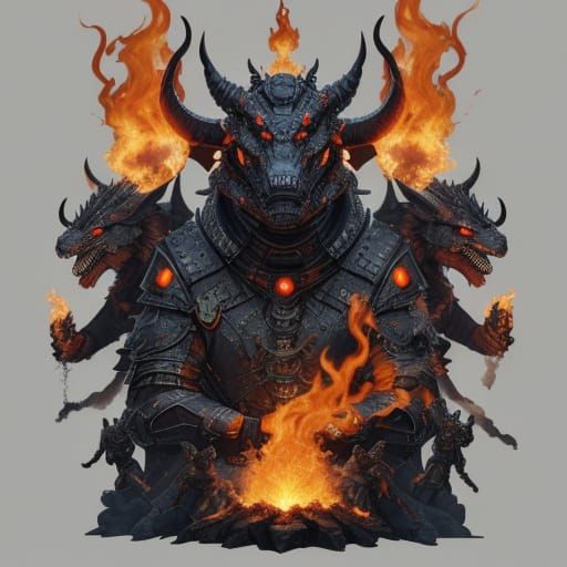 Armored Three-Headed Fire Dog: Mythic Firefighter