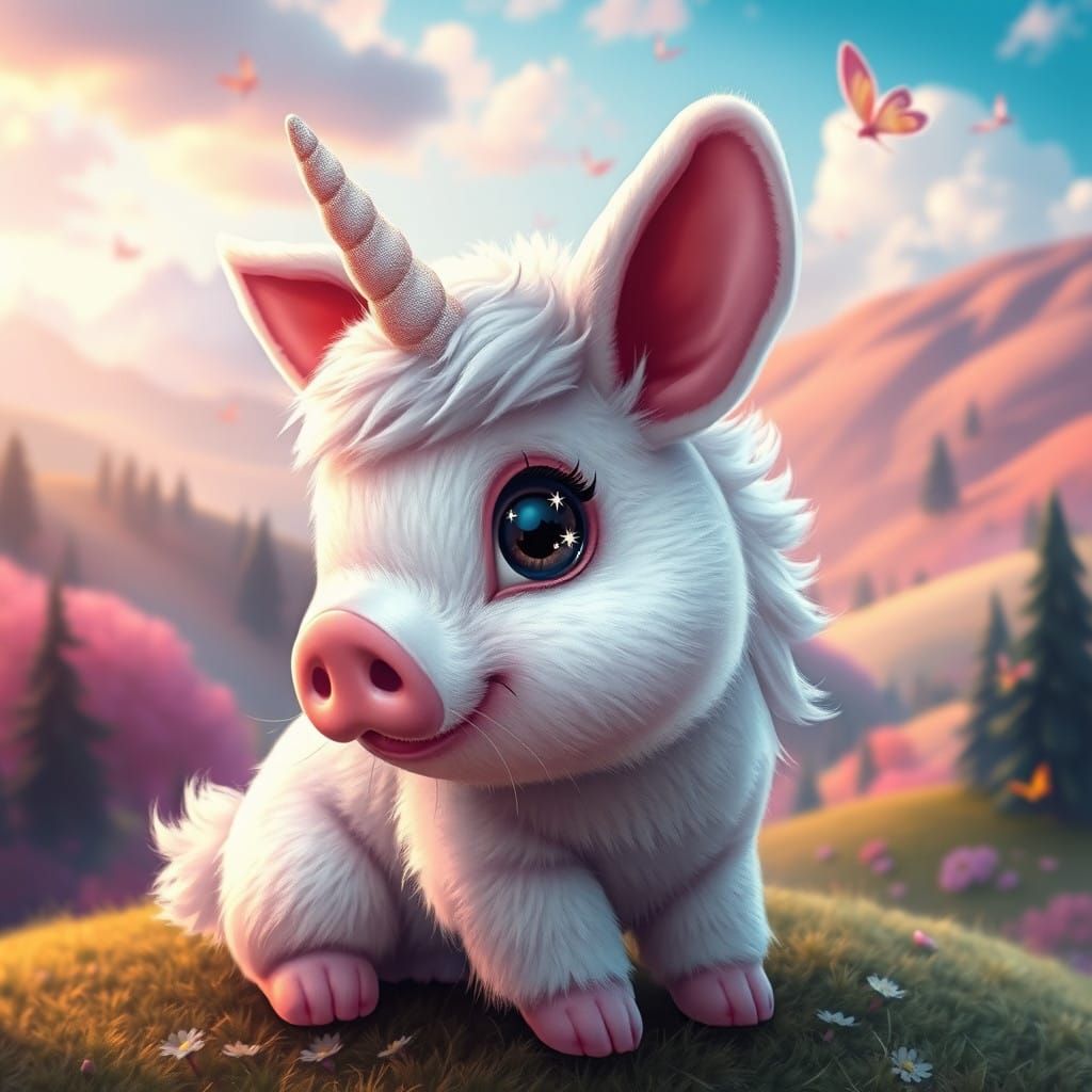 Whimsical Fantasy Hybrid in Dreamy Landscape