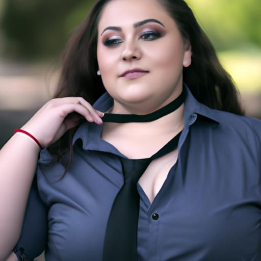Curvy Woman in Shirt and Tie: Professional Photo