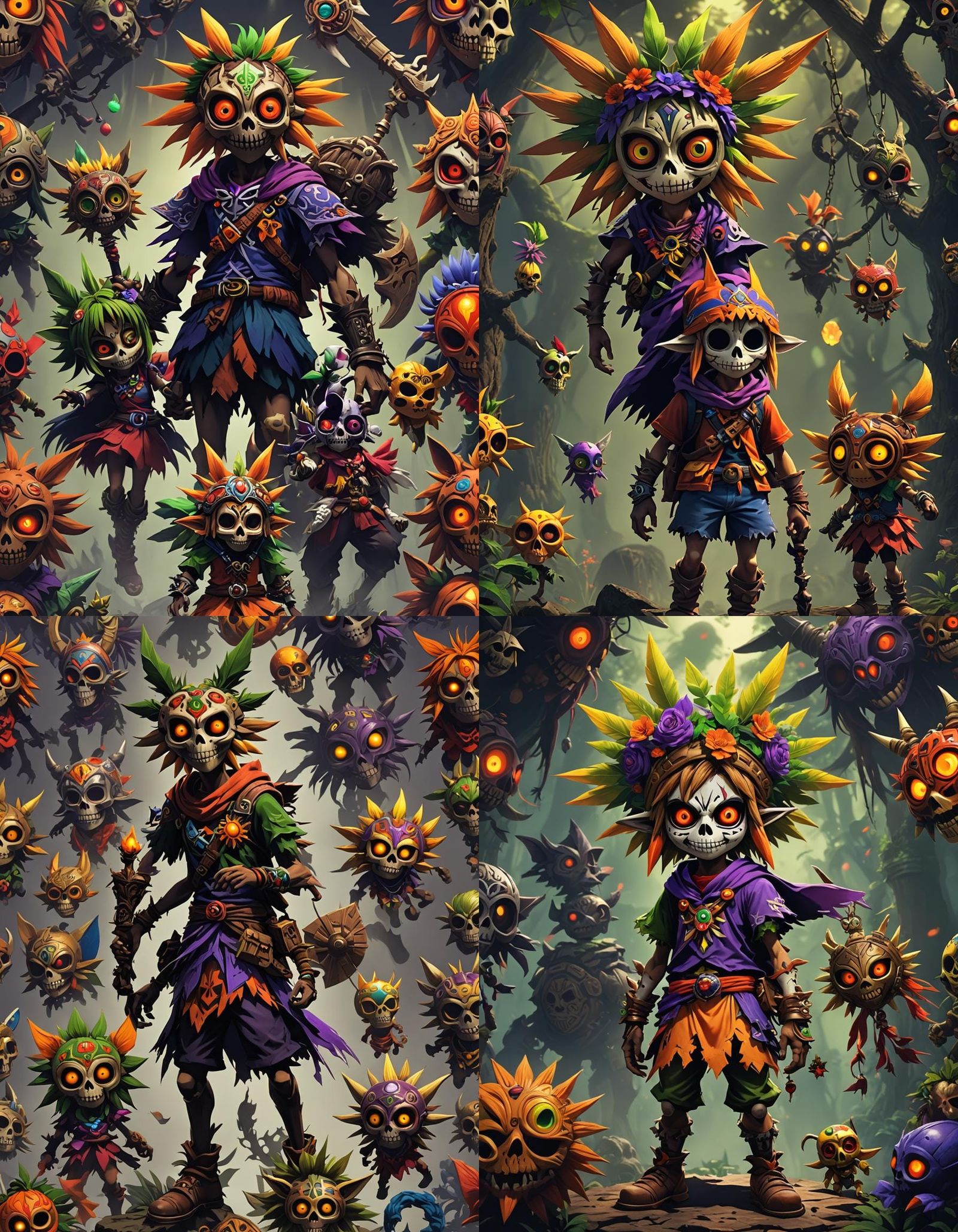 Skull Kid and Majora's Mask in 3D Anime Art