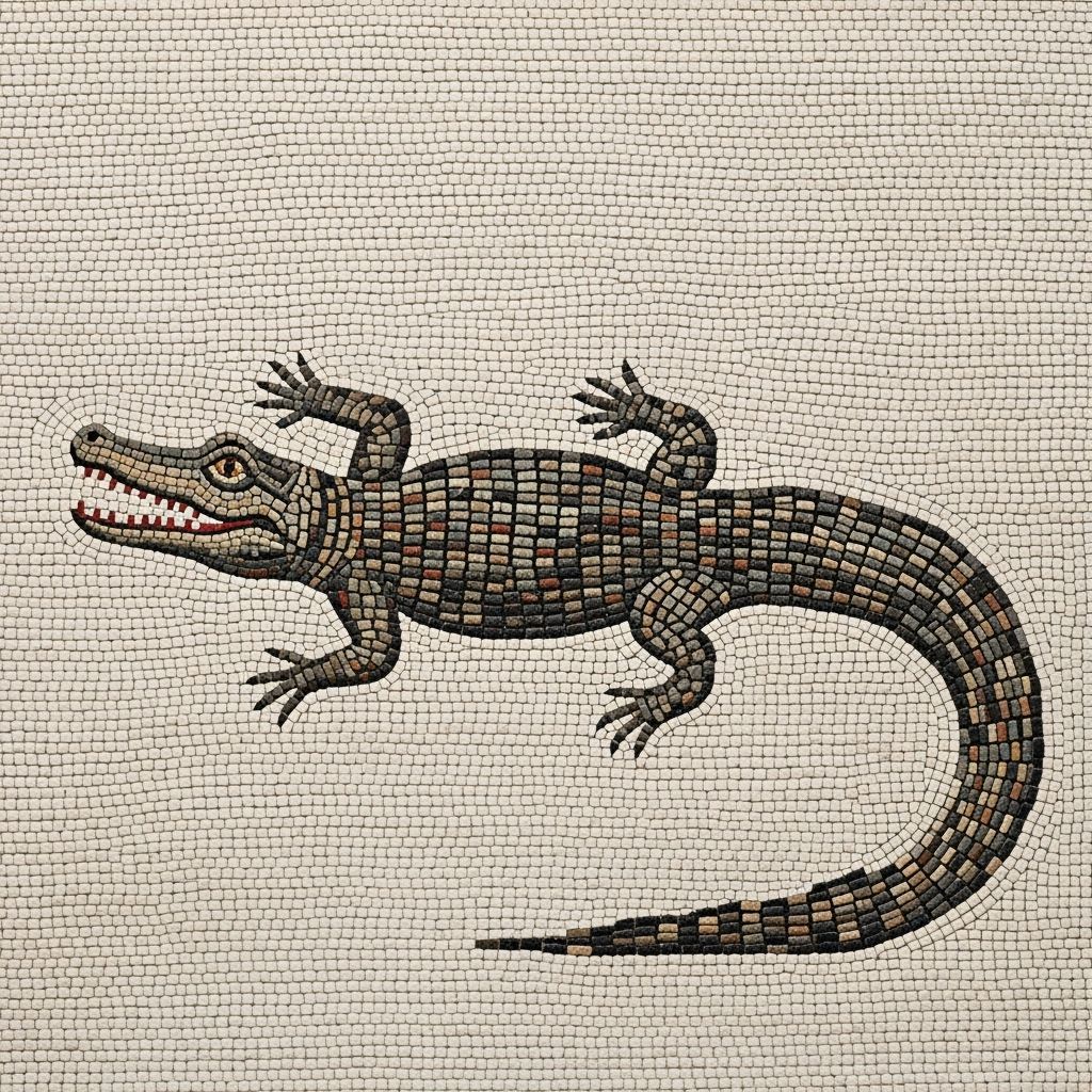 Ancient Roman Alligator Mosaic Fragment
