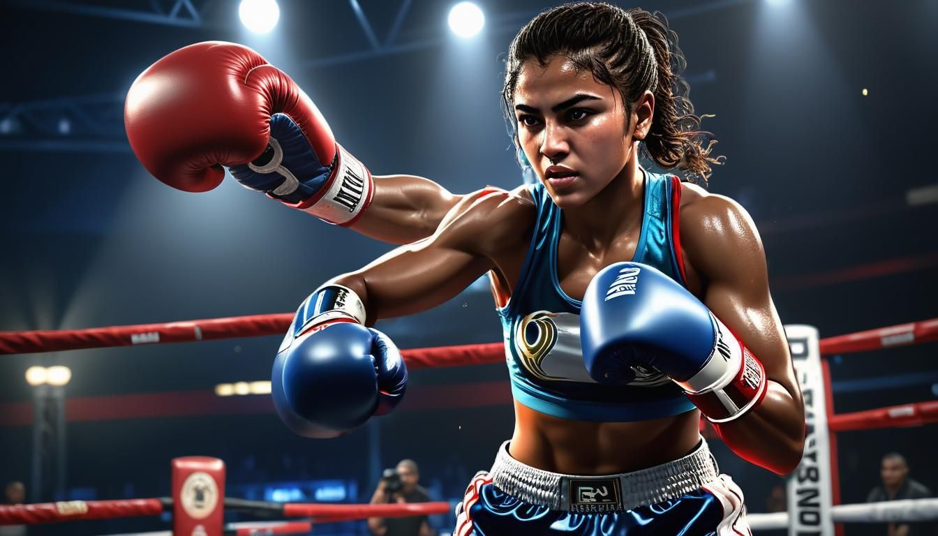 Hyperrealistic Portrait of Imane Khelif Boxing