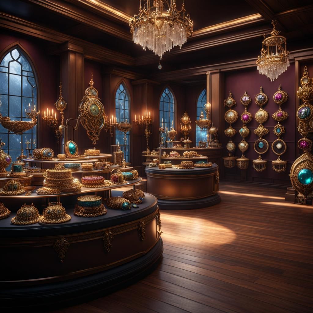 Fantasy Jewelry Store Concept Art in Deep Color
