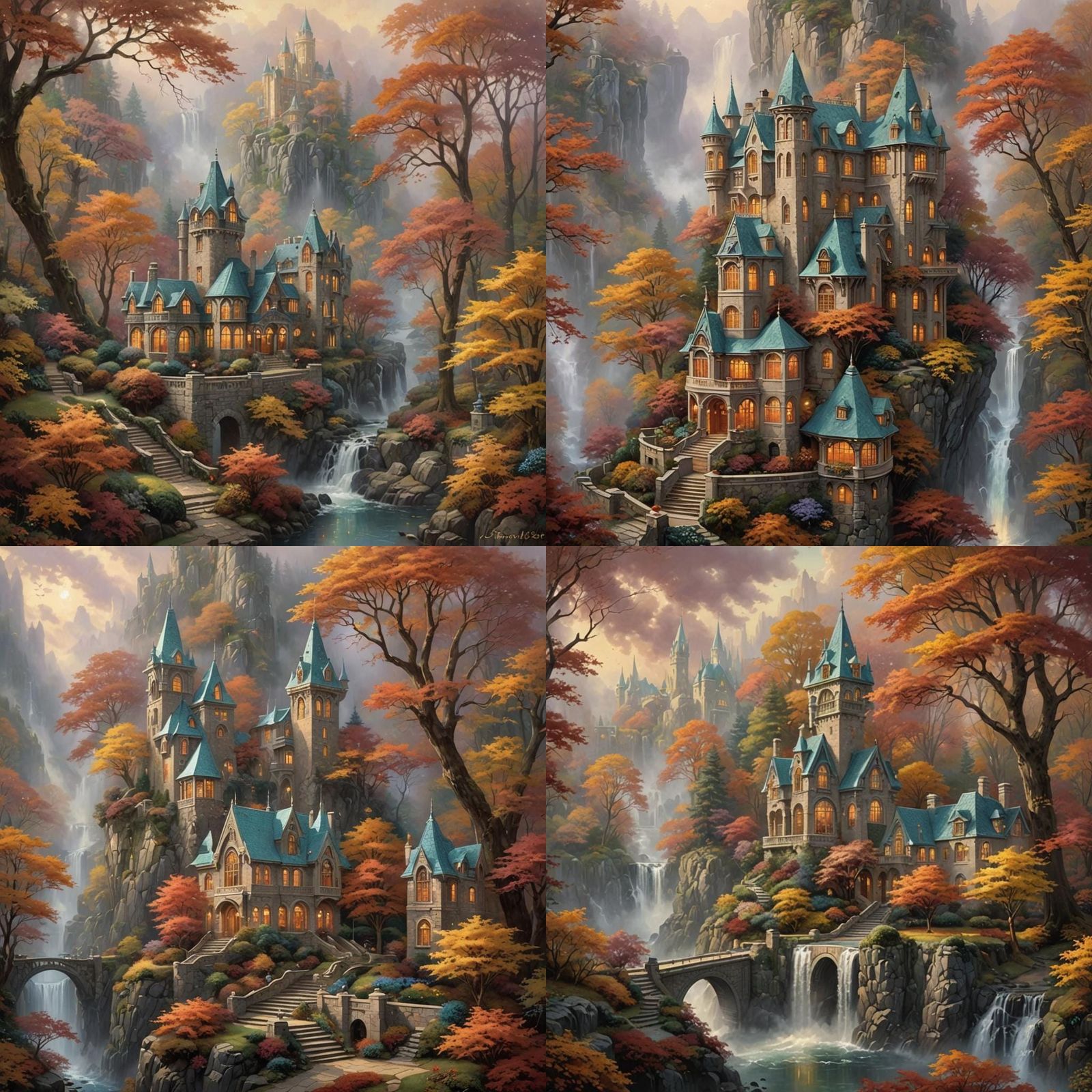 Art Deco Fantasy Keep in Autumn Colors