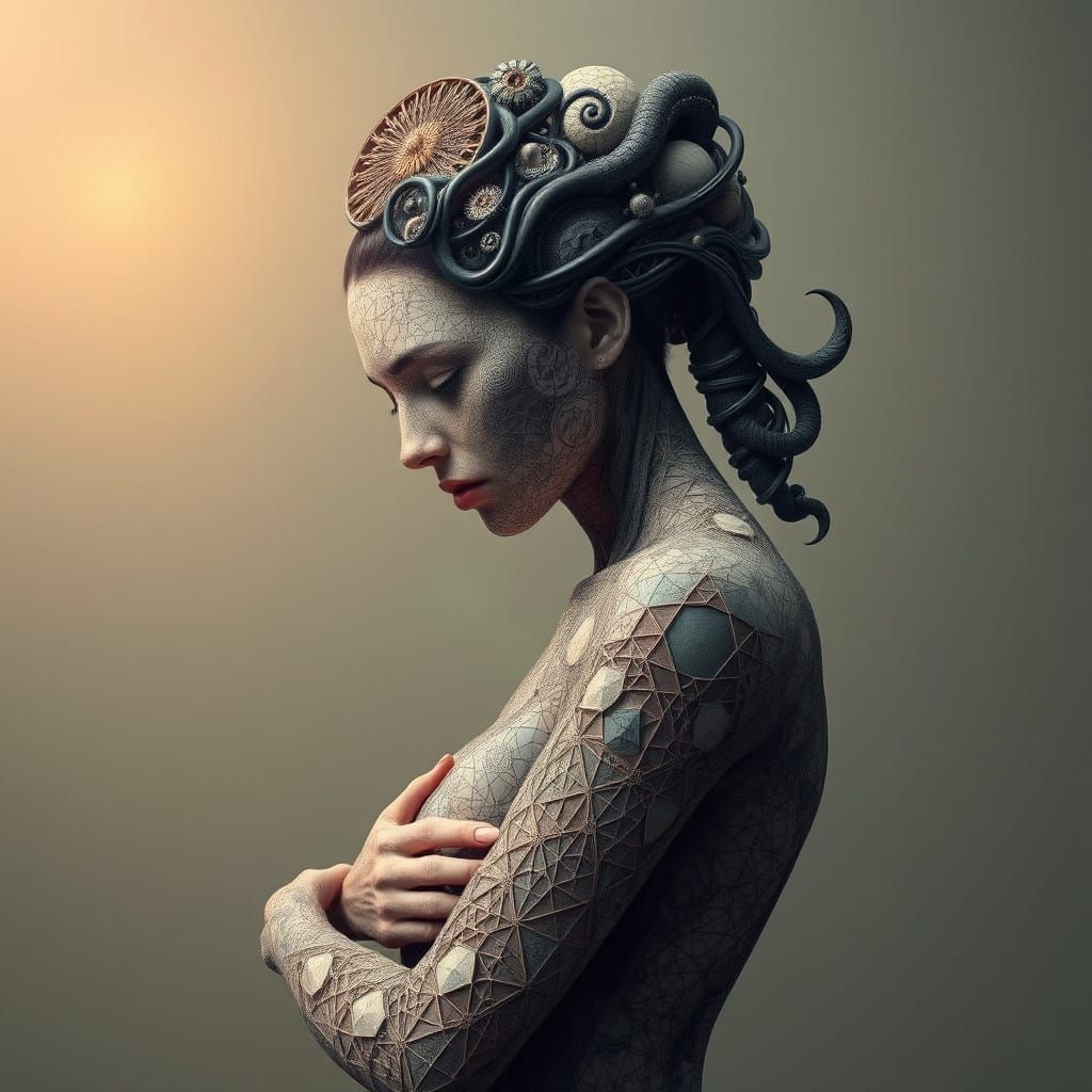 Fractalized Woman in Photorealistic, Sci-Fi Style