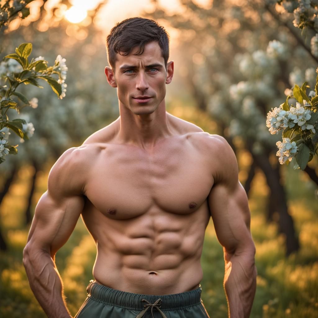 Soldier Returns Home to Apple Orchard at Dawn