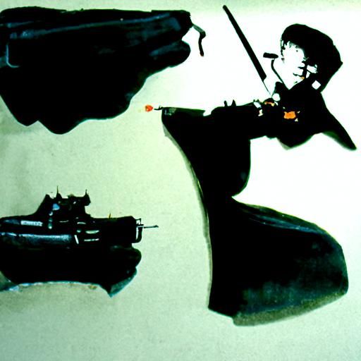 Woman with Gun in Ligne Claire Style