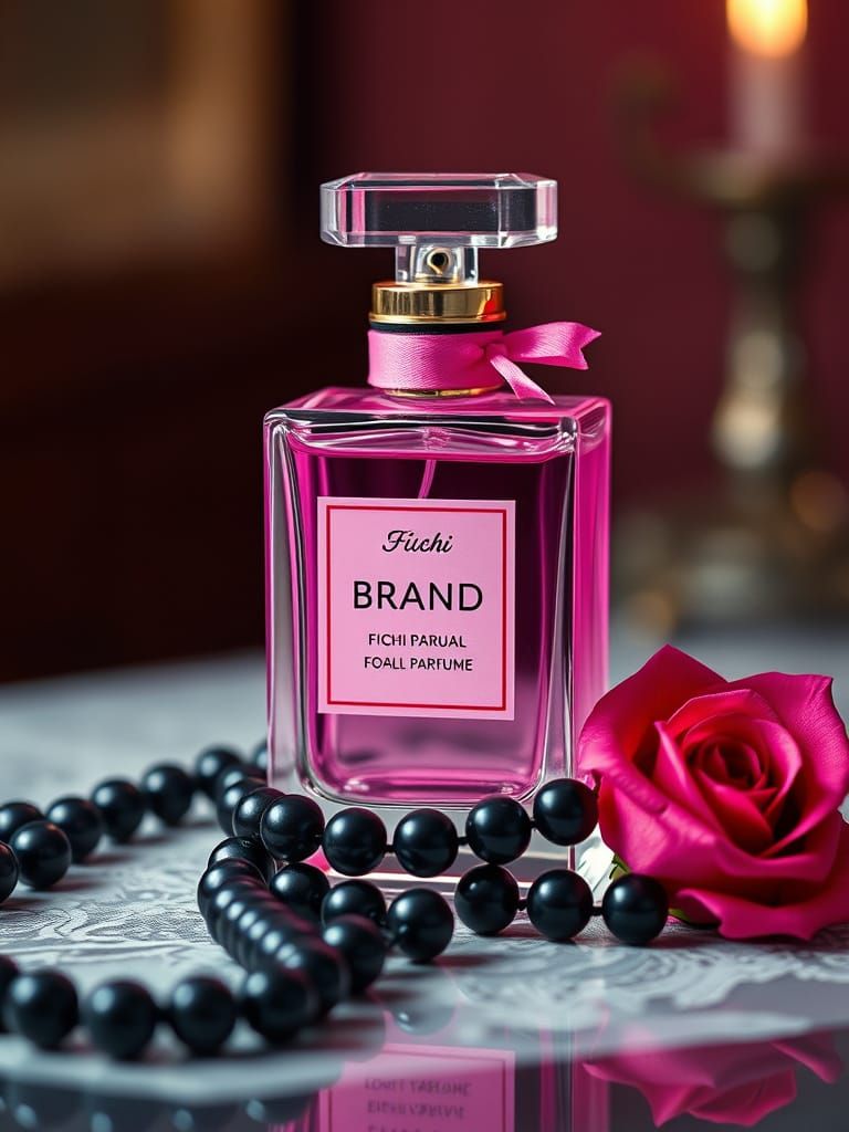 Elegant Fuchsia Perfume Bottle in Cinematic Style