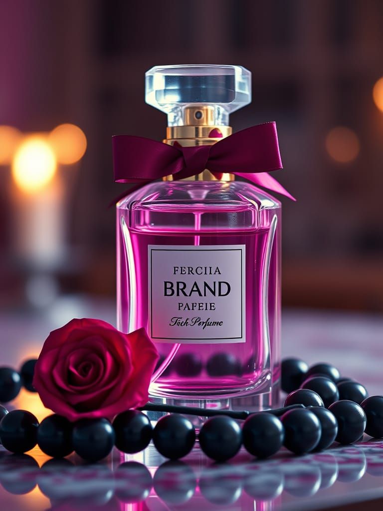 Elegant Fuchsia Perfume Bottle in Cinematic Style