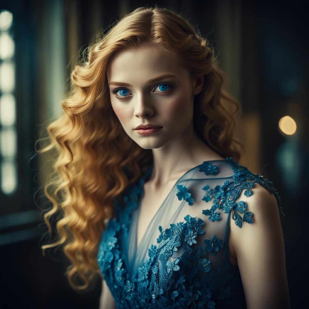 Model in Designer Gown, Cinematic Film Still