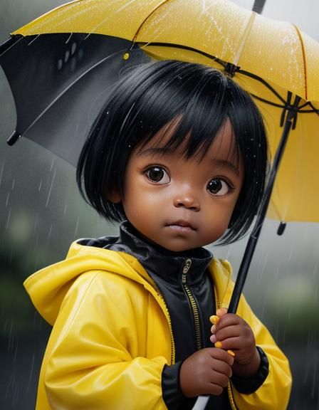 Toddler with Umbrella in Candy Colored Watercolor