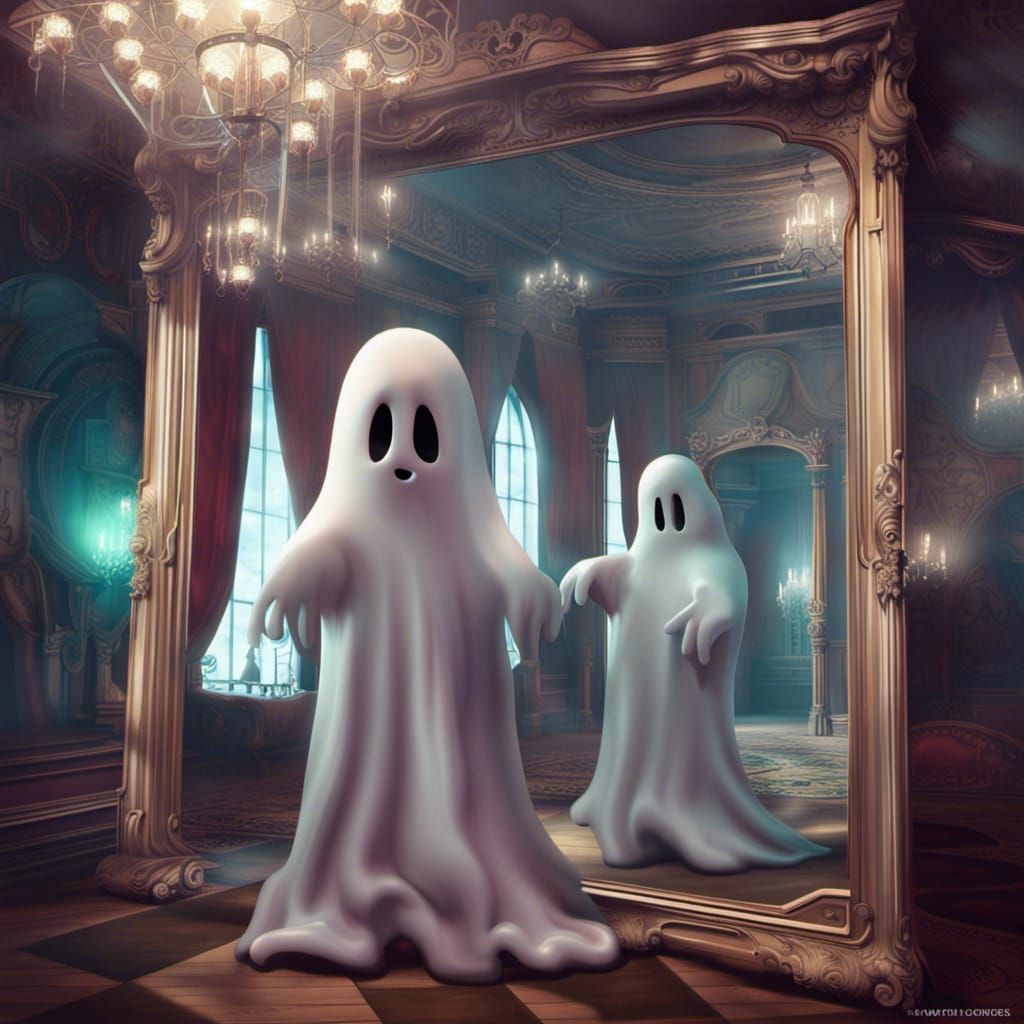 Friendly Ghost in Ballroom: Underground Comix Style