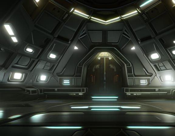 Dark Alien Spaceship Interior in 8K Resolution