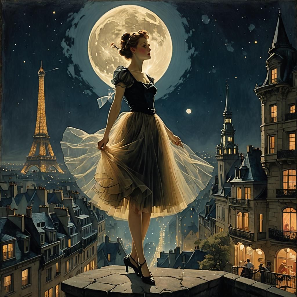 Fairy Descends on Paris: Rockwell and Parrish Style