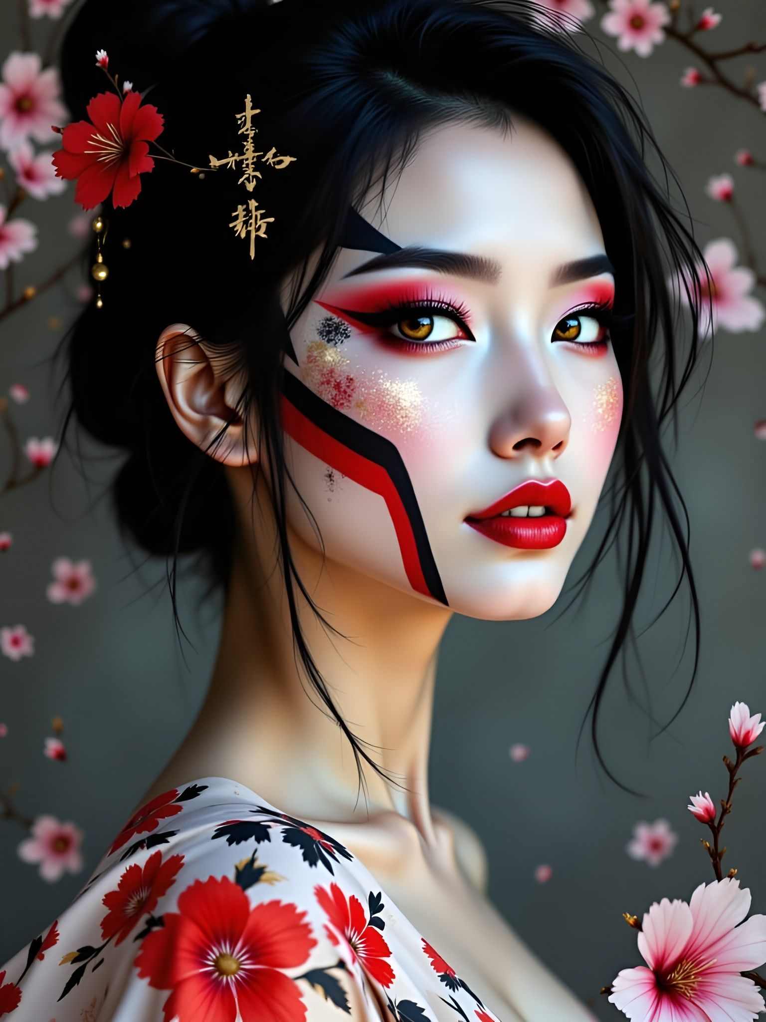 Kumadori Goddess in Modern Bloom