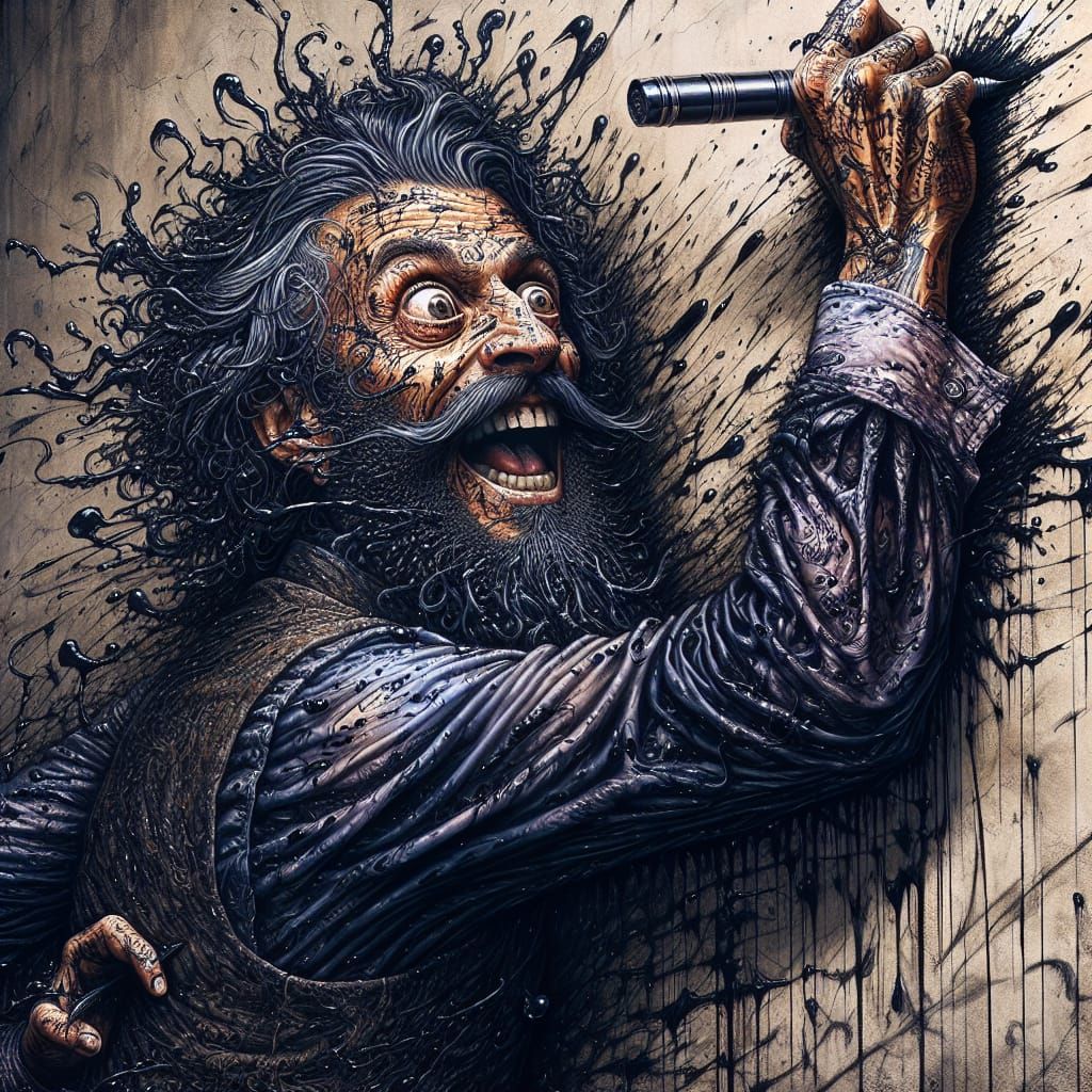 Ink-Scribbled Man in Dark Fantasy Art