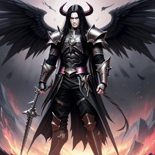 Anime Demon with Angel Girlfriend Digital Art