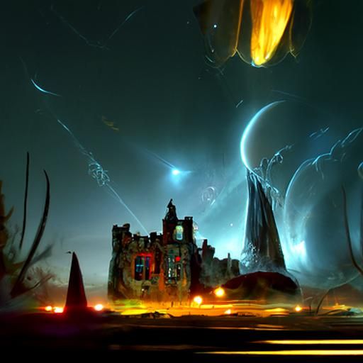 Haunted Castle on Alien World in Cosmic Style
