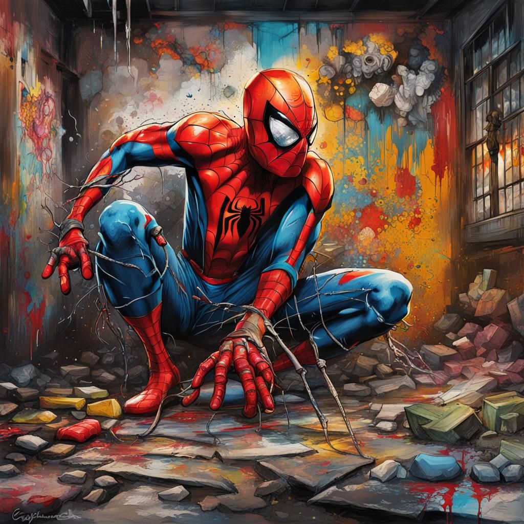 Spider-Man in a Post-Apocalyptic Graffiti Wonderland