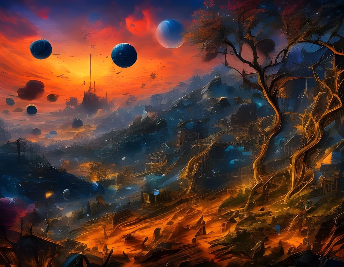 Surreal Cosmic Automobile Enters Dark City