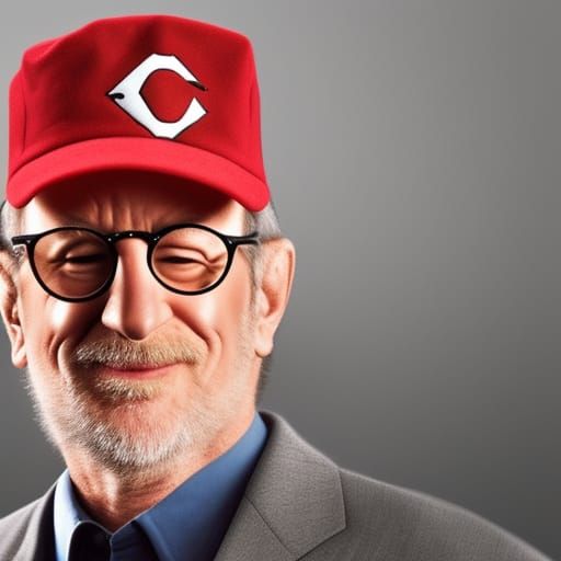 Steven Spielberg dressed up in a Mr. Redlegs costume