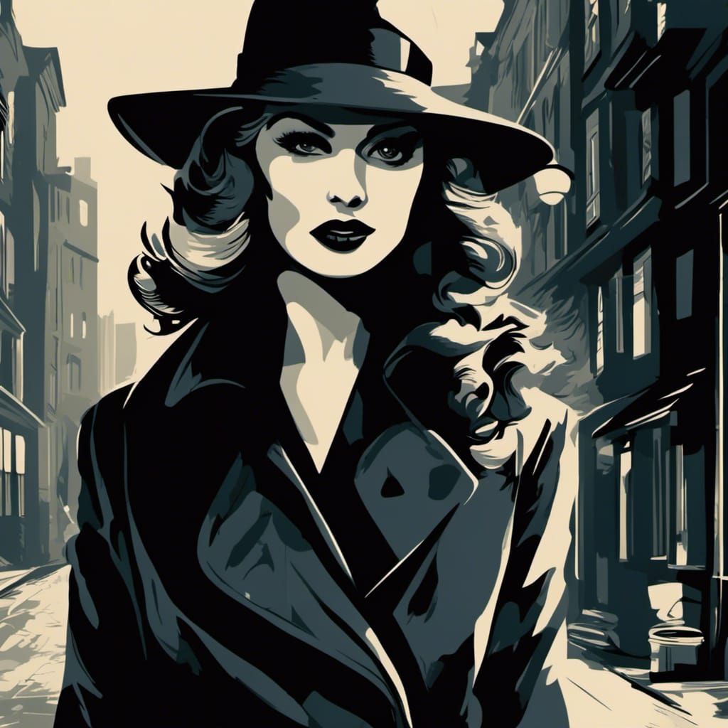Film Noir Femme Fatale Vector Portrait
