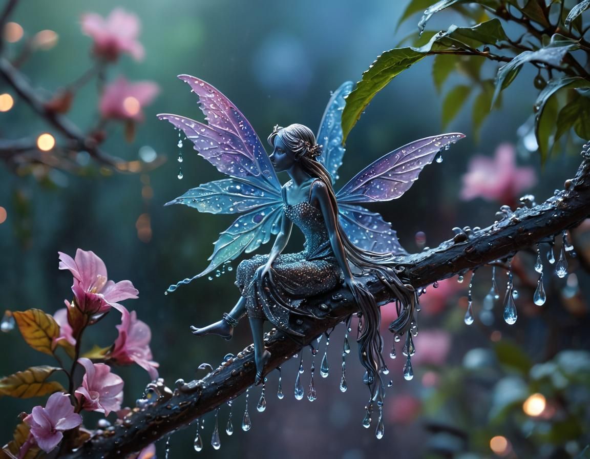 Embossed Metal Art: Fairy with Dewdrop Dragon