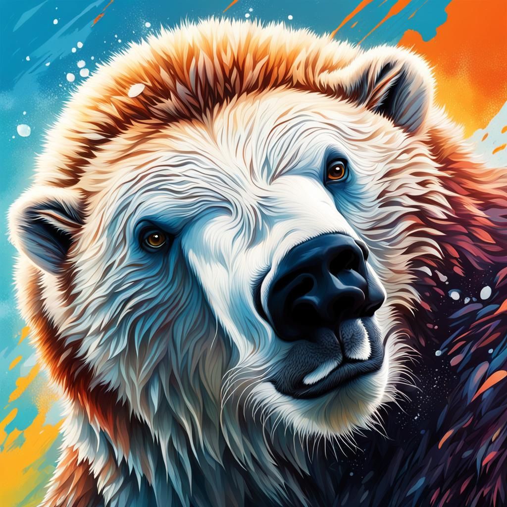 Arctic Animals in Hyperrealistic Splash Art