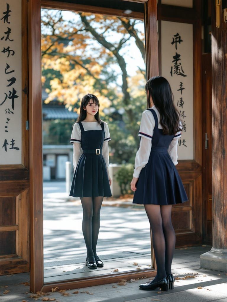 Maiden of Amaterasu Shrine in Autumn Sunlight